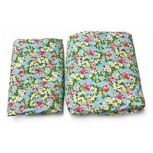 Lauren Ralph Lauren Blue Cherry Blossom Floral Sheet Set Cottagecore Cotton Vtg